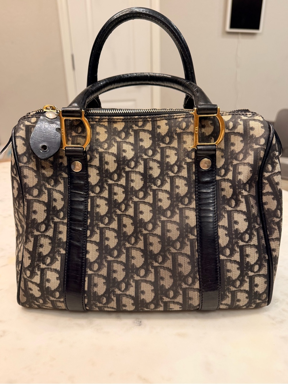 Vintage Christian Dior Oblique Trotter Bowler Bag – Black Canvas BO C 0061